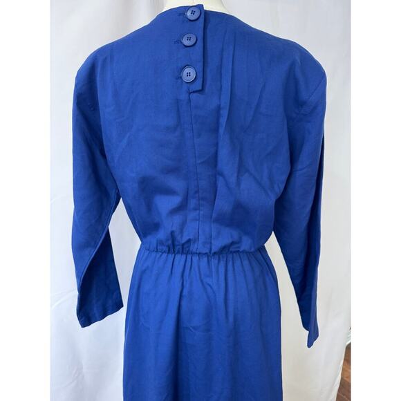 Vintage Royal Blue Midi Dress Made in the USA - Picture 5 of 10